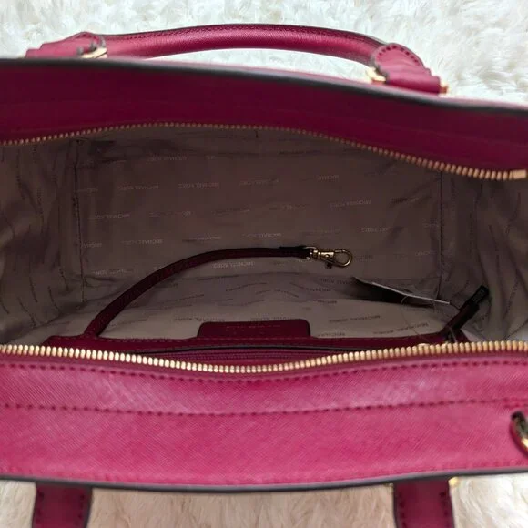 NWT Michael Kors Selma Saffiano Leather Medium Satchel (color: cherry)